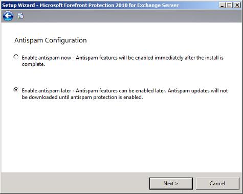 Forefront Protection 2010 for Exchange Installation