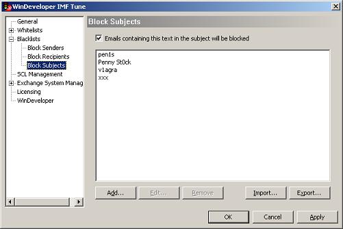 Whitelist/Blacklist import and export