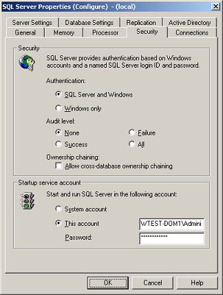 MS SQL 2000 Security Properties