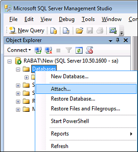 Attach SQL Database