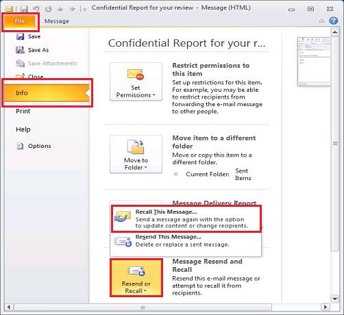 Outlook 2010 - Recall This Message