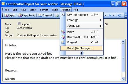 Outlook 2003 Recall This Message